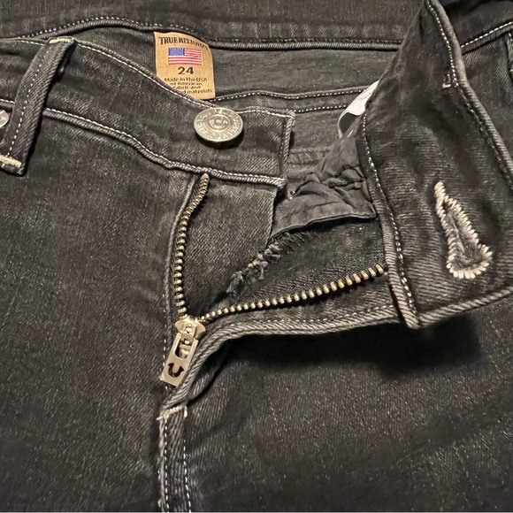 True Religion Casey with Flap in Tarmac Black colour size 24 skinny jeans dark - Picture 11 of 14